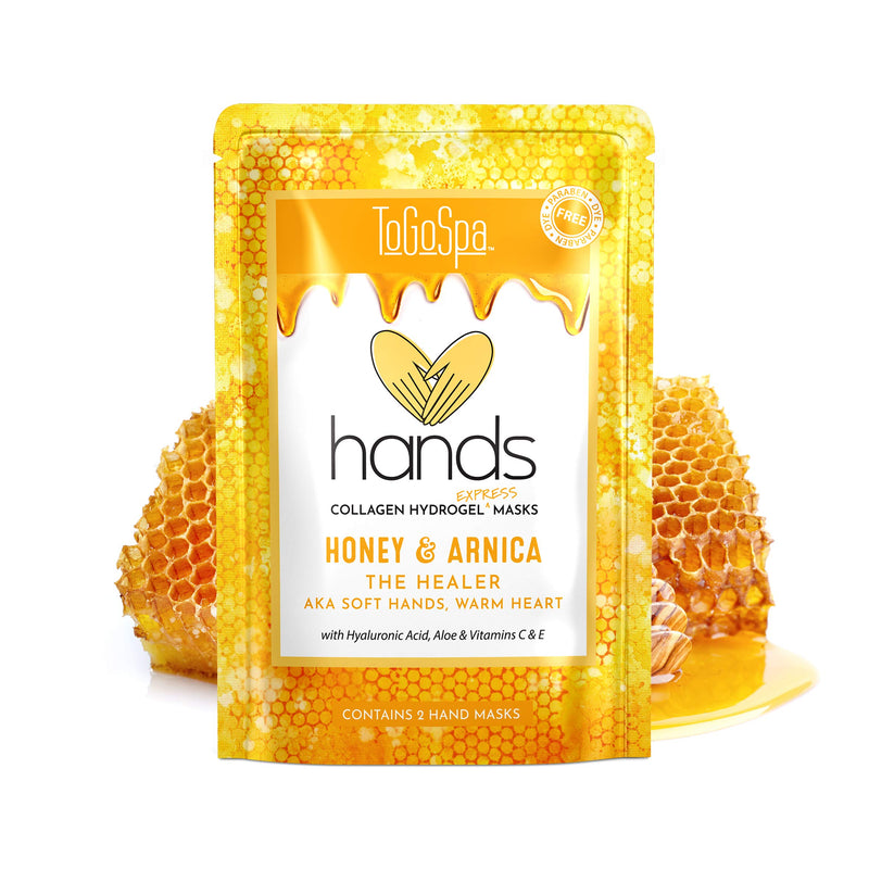 ToGoSpa Hydrating & Moisturizing Hand Mask Collagen Gel Hand Spa Treatment for Dry Hands Softens and Heals (Honey + Arnica)