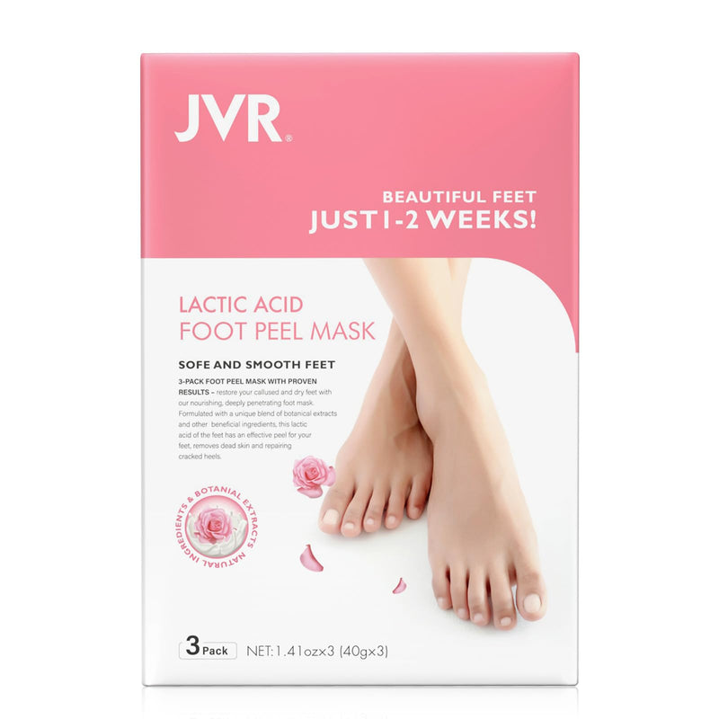 Foot Peel Mask - 3 Pairs - Exfoliating Peeling Callus Remover Repairs Cracked Heels & Dead Dry Skin for Smoother and Softer Feet (Rose)