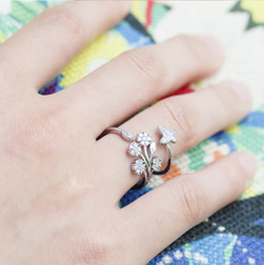 Dandelion Open Ring, Women's Fashion Adjustable Ring